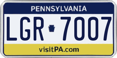 PA license plate LGR7007