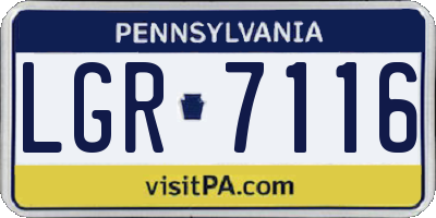 PA license plate LGR7116