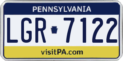 PA license plate LGR7122
