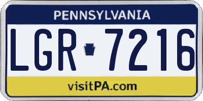 PA license plate LGR7216