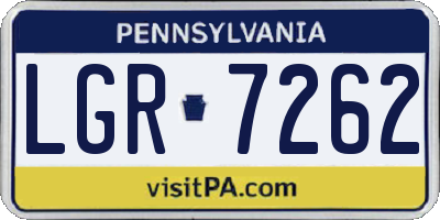 PA license plate LGR7262