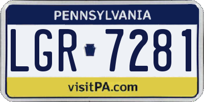 PA license plate LGR7281