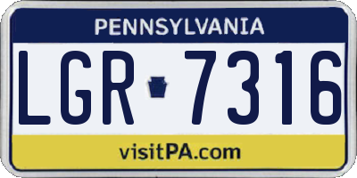 PA license plate LGR7316