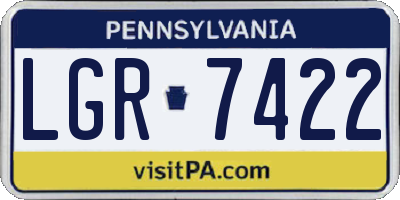 PA license plate LGR7422