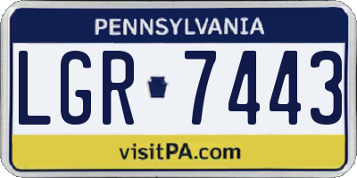 PA license plate LGR7443