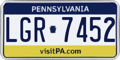 PA license plate LGR7452