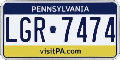 PA license plate LGR7474