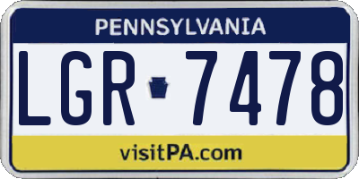 PA license plate LGR7478