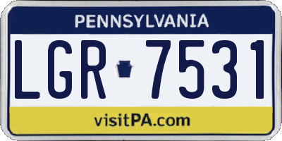 PA license plate LGR7531
