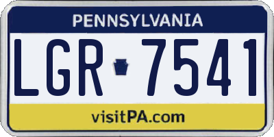 PA license plate LGR7541