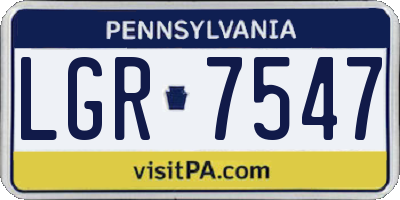 PA license plate LGR7547