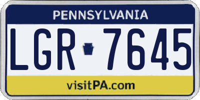 PA license plate LGR7645