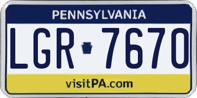 PA license plate LGR7670