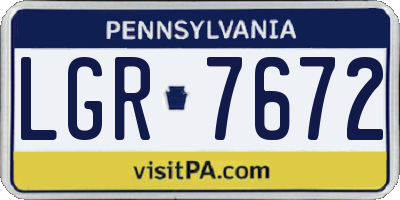 PA license plate LGR7672