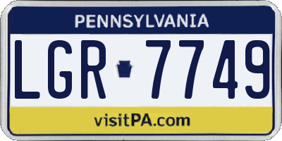 PA license plate LGR7749