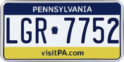 PA license plate LGR7752
