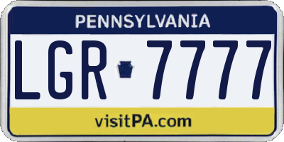 PA license plate LGR7777