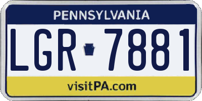 PA license plate LGR7881