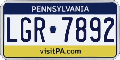 PA license plate LGR7892