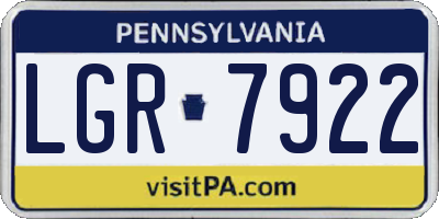PA license plate LGR7922