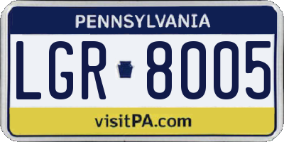 PA license plate LGR8005