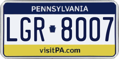 PA license plate LGR8007