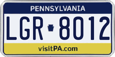 PA license plate LGR8012