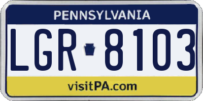 PA license plate LGR8103
