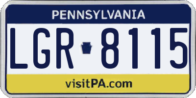 PA license plate LGR8115