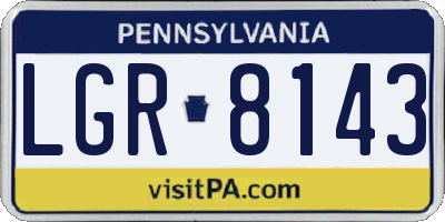 PA license plate LGR8143