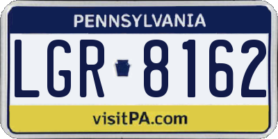 PA license plate LGR8162