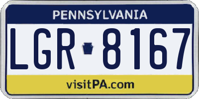PA license plate LGR8167
