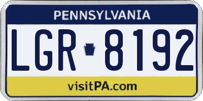 PA license plate LGR8192