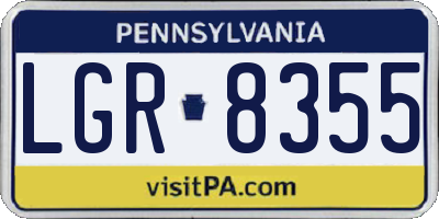 PA license plate LGR8355