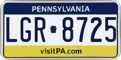 PA license plate LGR8725