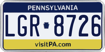 PA license plate LGR8726