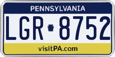 PA license plate LGR8752