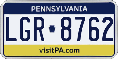 PA license plate LGR8762