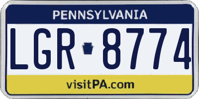 PA license plate LGR8774