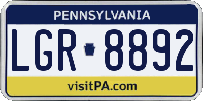 PA license plate LGR8892