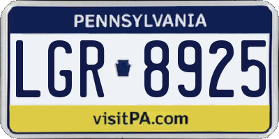 PA license plate LGR8925