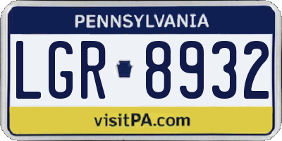 PA license plate LGR8932