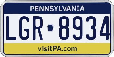 PA license plate LGR8934