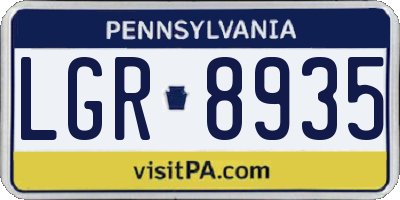 PA license plate LGR8935