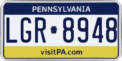 PA license plate LGR8948