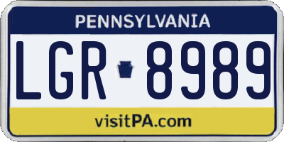 PA license plate LGR8989