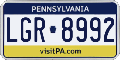 PA license plate LGR8992