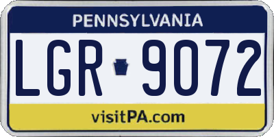 PA license plate LGR9072
