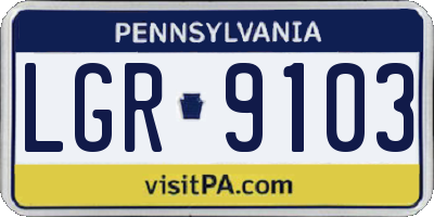 PA license plate LGR9103