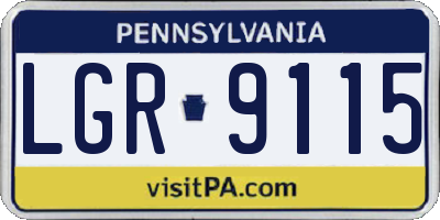 PA license plate LGR9115